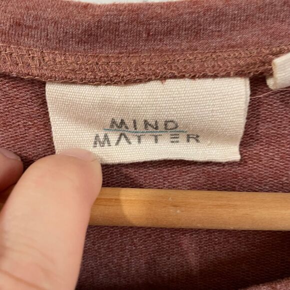 Mind Matter Mauve T-Shirt Dress Puff Sleeve Casual Mini Stretch Knit XL - Picture 5 of 11